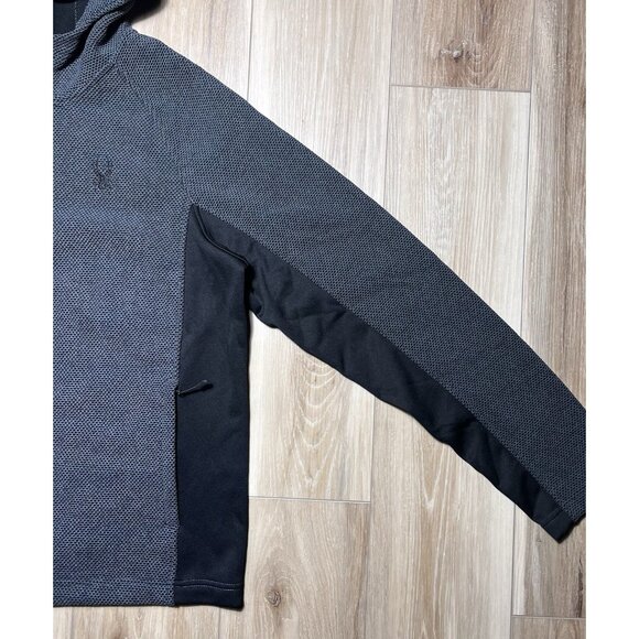 Spyder 1/4 Zip Gray Black Pullover Hooded Sweater Jacket - Men Size Large - Picture 5 of 11